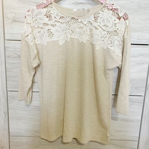 89th +Madison lace accent sweater color tan size L